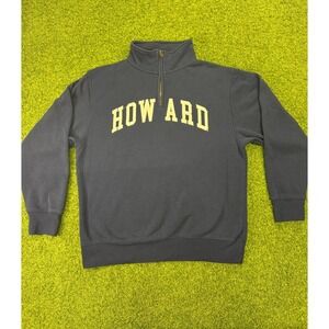 Howard Bison Quarter Zip Sweatshirt Mens L Blue Zoozatz NCAA Mock Neck
